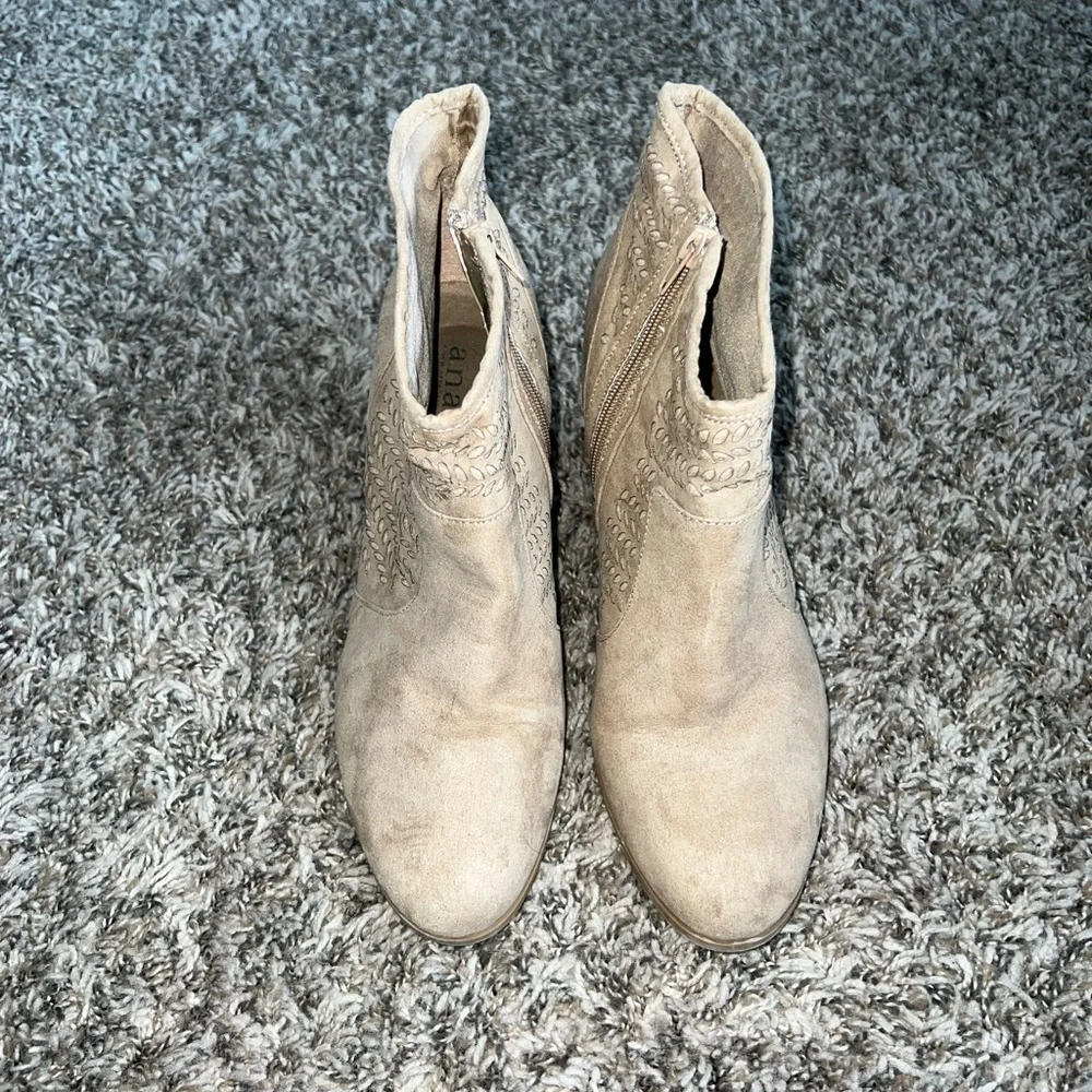 A.N.A Tan Suede Heeled Booties Size 11 - Picture 2 of 7